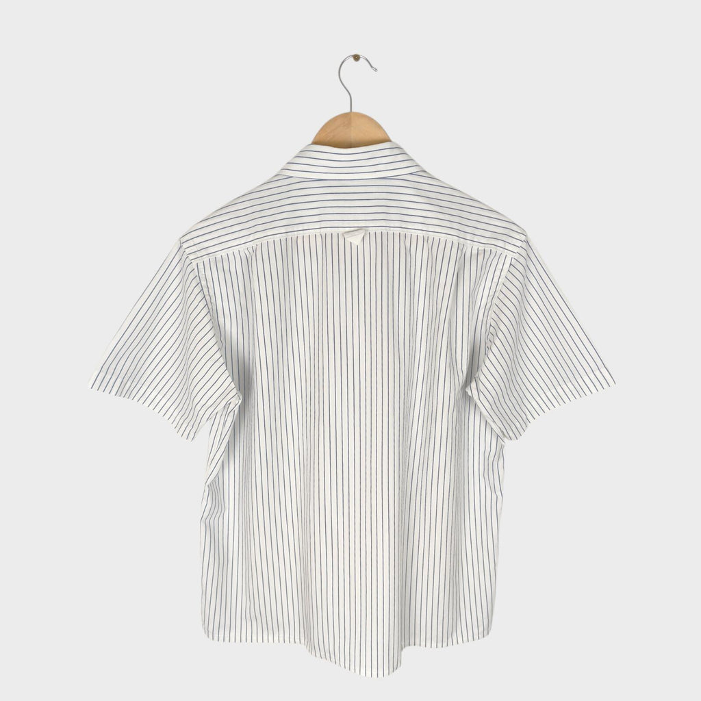 MHL MARGARET HOWELL Men's Short Sleeved Striped Cotton/Linen Shirt