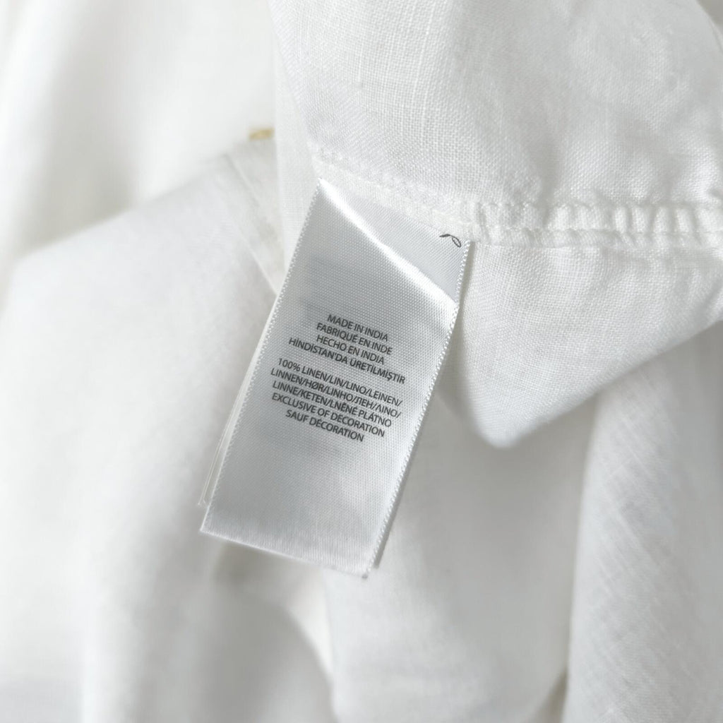 RALPH LAUREN Men's White 100% Linen Embroidered Logo Shirt