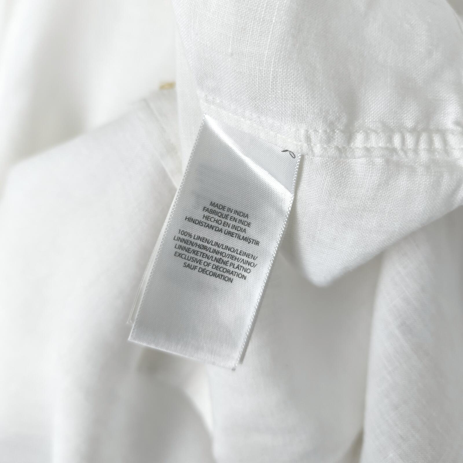 RALPH LAUREN Men's White 100% Linen Embroidered Logo Shirt