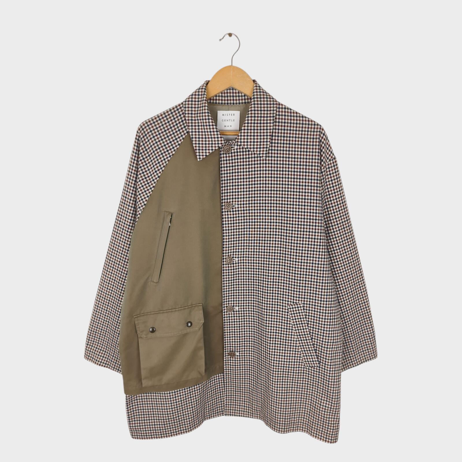 MISTER GENTLEMAN AOYAMA Men's Made in Japan Check Switched Balmacaan Coat