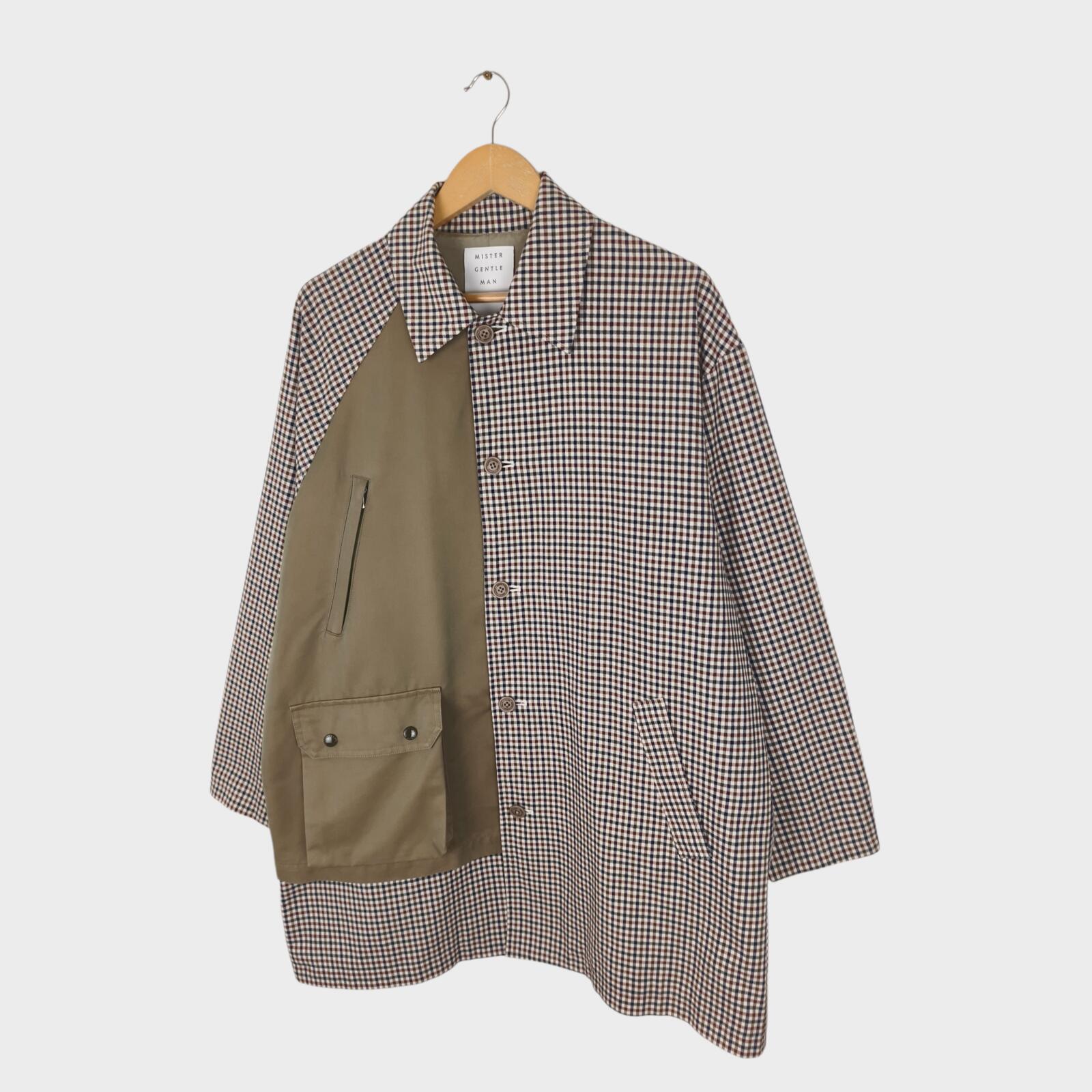 MISTER GENTLEMAN AOYAMA Men's Made in Japan Check Switched Balmacaan Coat