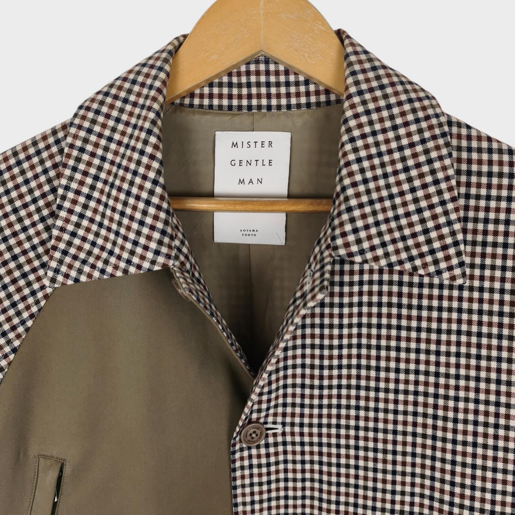 MISTER GENTLEMAN AOYAMA Men's Made in Japan Check Switched Balmacaan Coat