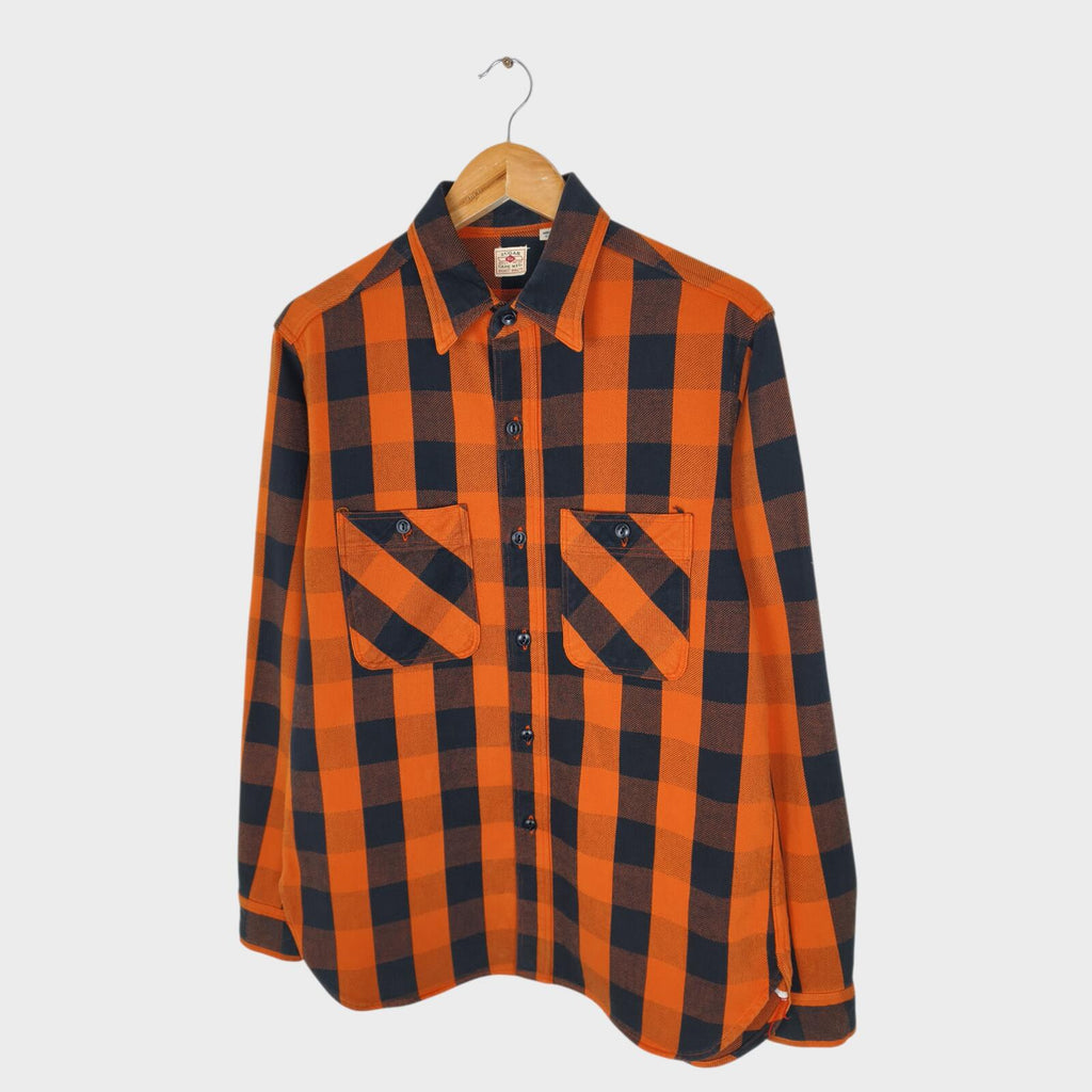 SUGAR CANE Men's Made in Japan Orange Checked Heavyweight Cotton Work Shirt