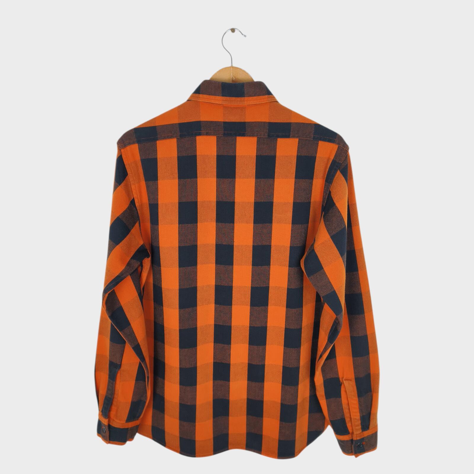 SUGAR CANE Men's Made in Japan Orange Checked Heavyweight Cotton Work Shirt