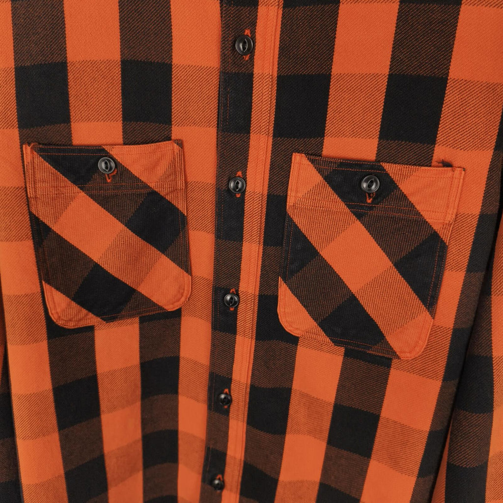 SUGAR CANE Men's Made in Japan Orange Checked Heavyweight Cotton Work Shirt
