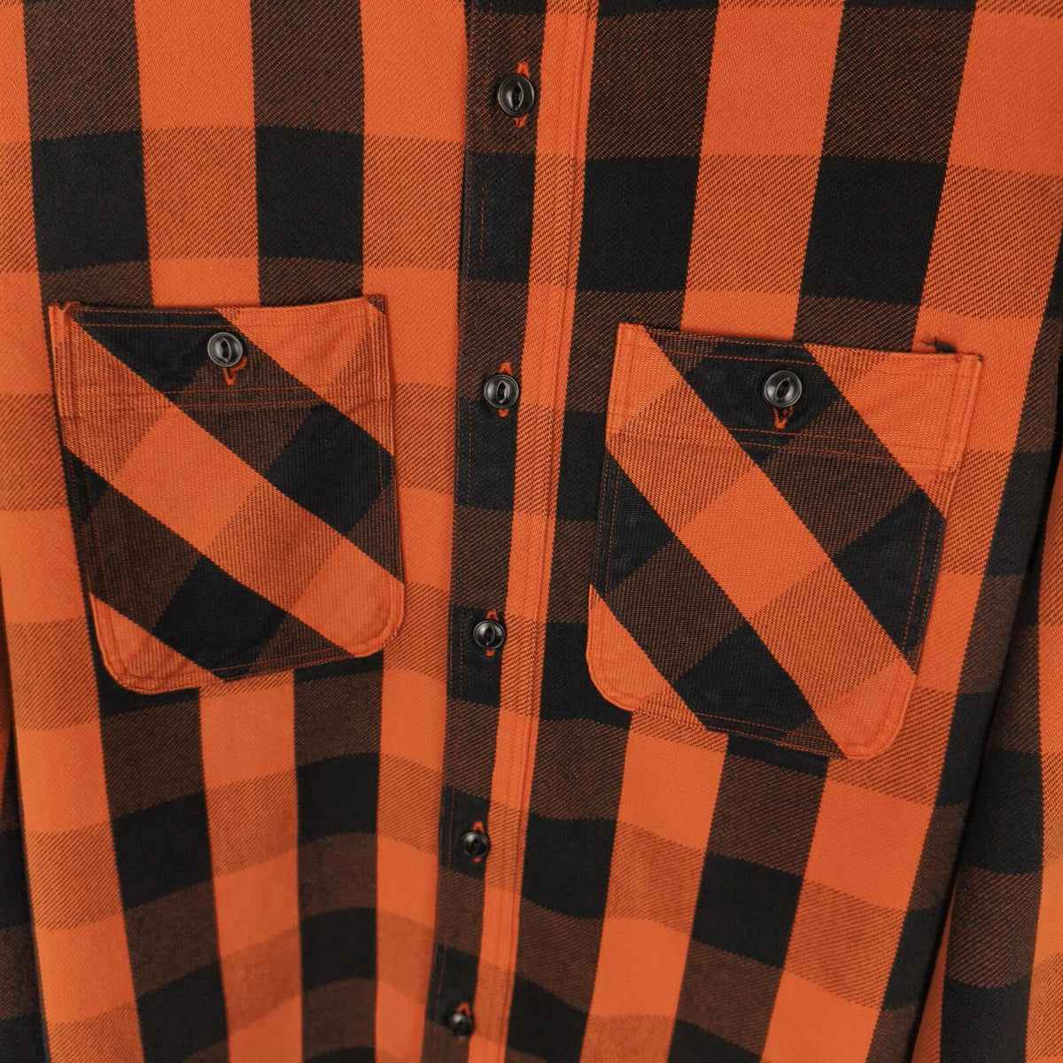 SUGAR CANE Men's Made in Japan Orange Checked Heavyweight Cotton Work Shirt