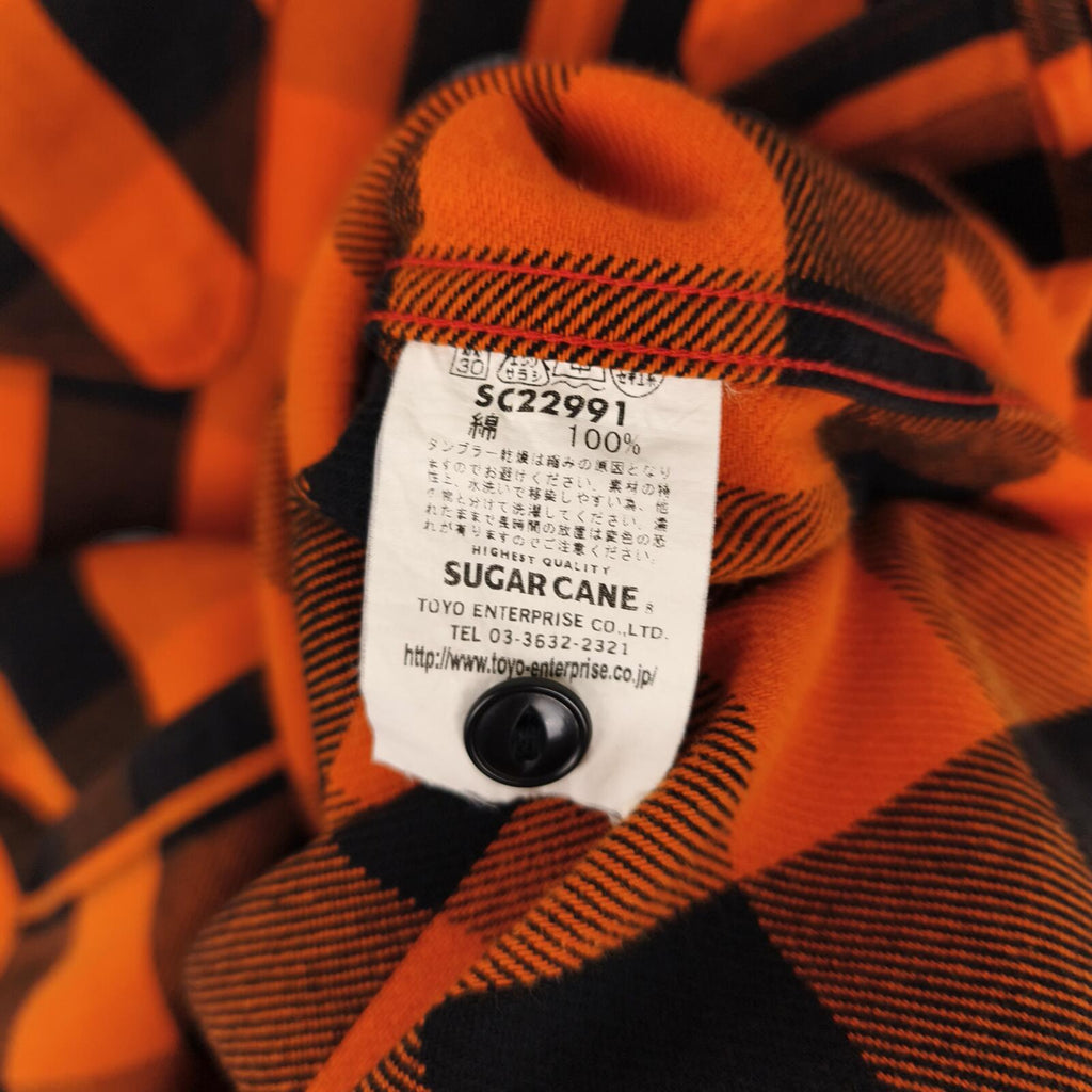 SUGAR CANE Men's Made in Japan Orange Checked Heavyweight Cotton Work Shirt