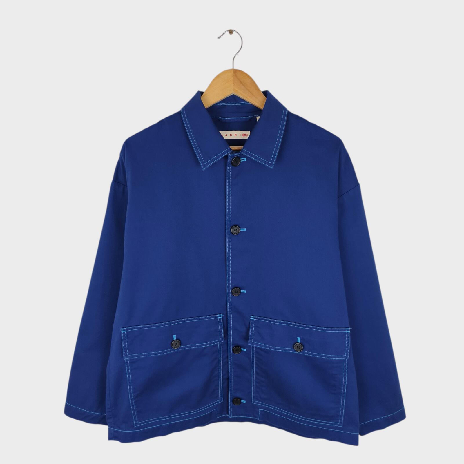 MARNI x UNIQLO Men's Blue Cotton Twill Utility Chore Jacket