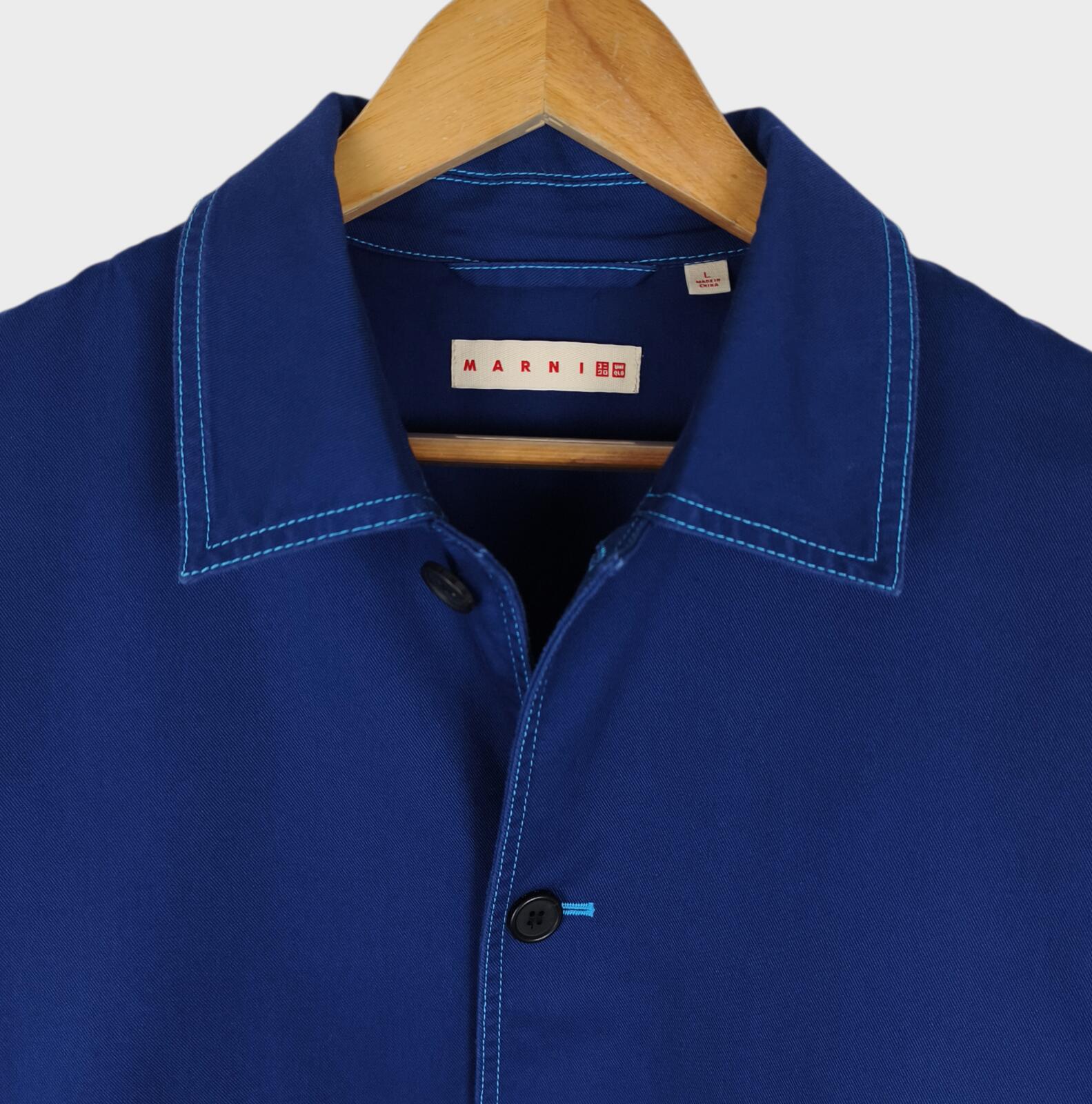 MARNI x UNIQLO Men's Blue Cotton Twill Utility Chore Jacket