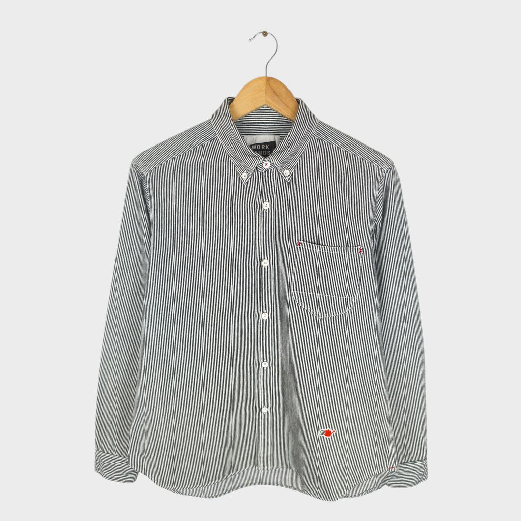 BEAMS x WORK HANDS Men's Made in Japan Hickory Stripe Heavyweight Cotton Shirt