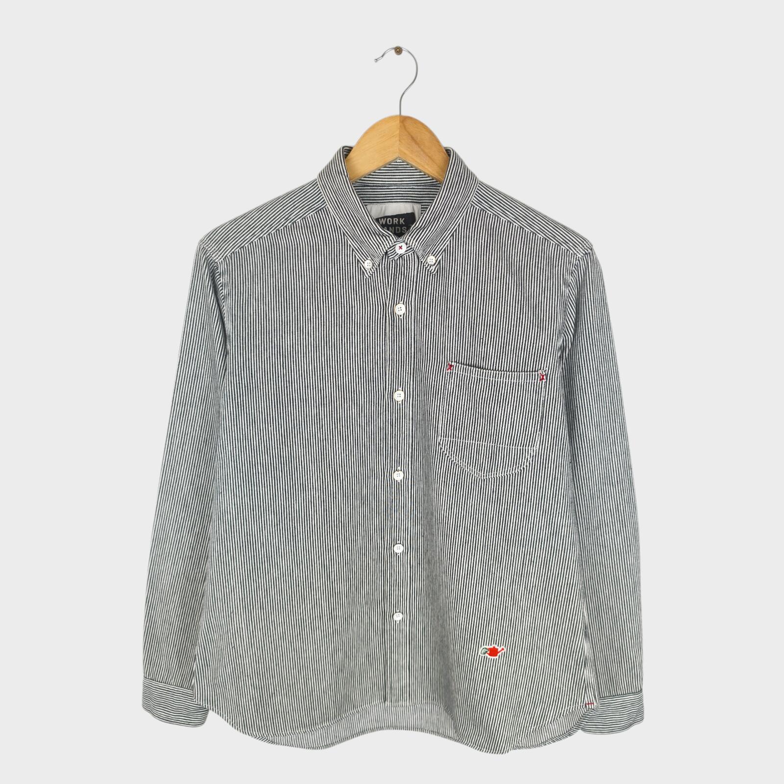 BEAMS x WORK HANDS Men's Made in Japan Hickory Stripe Heavyweight Cotton Shirt