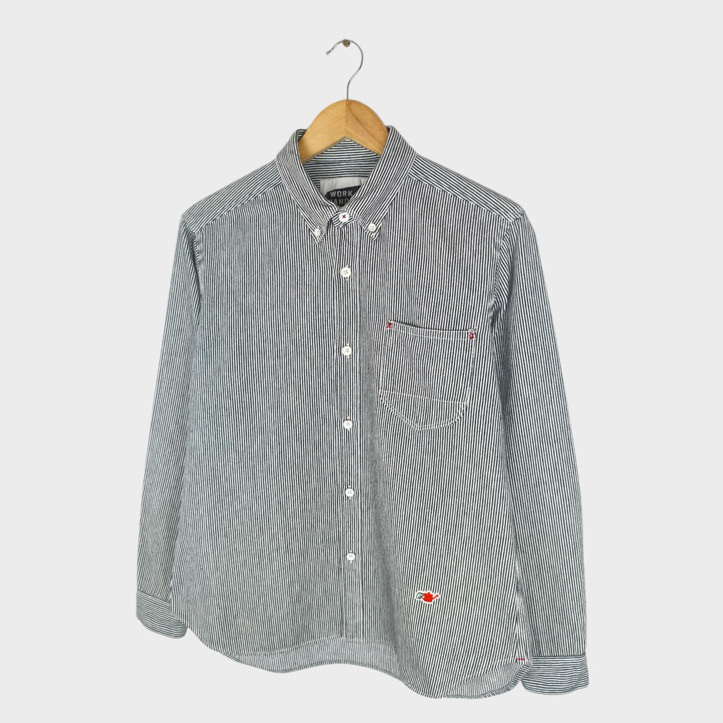 BEAMS x WORK HANDS Men's Made in Japan Hickory Stripe Heavyweight Cotton Shirt