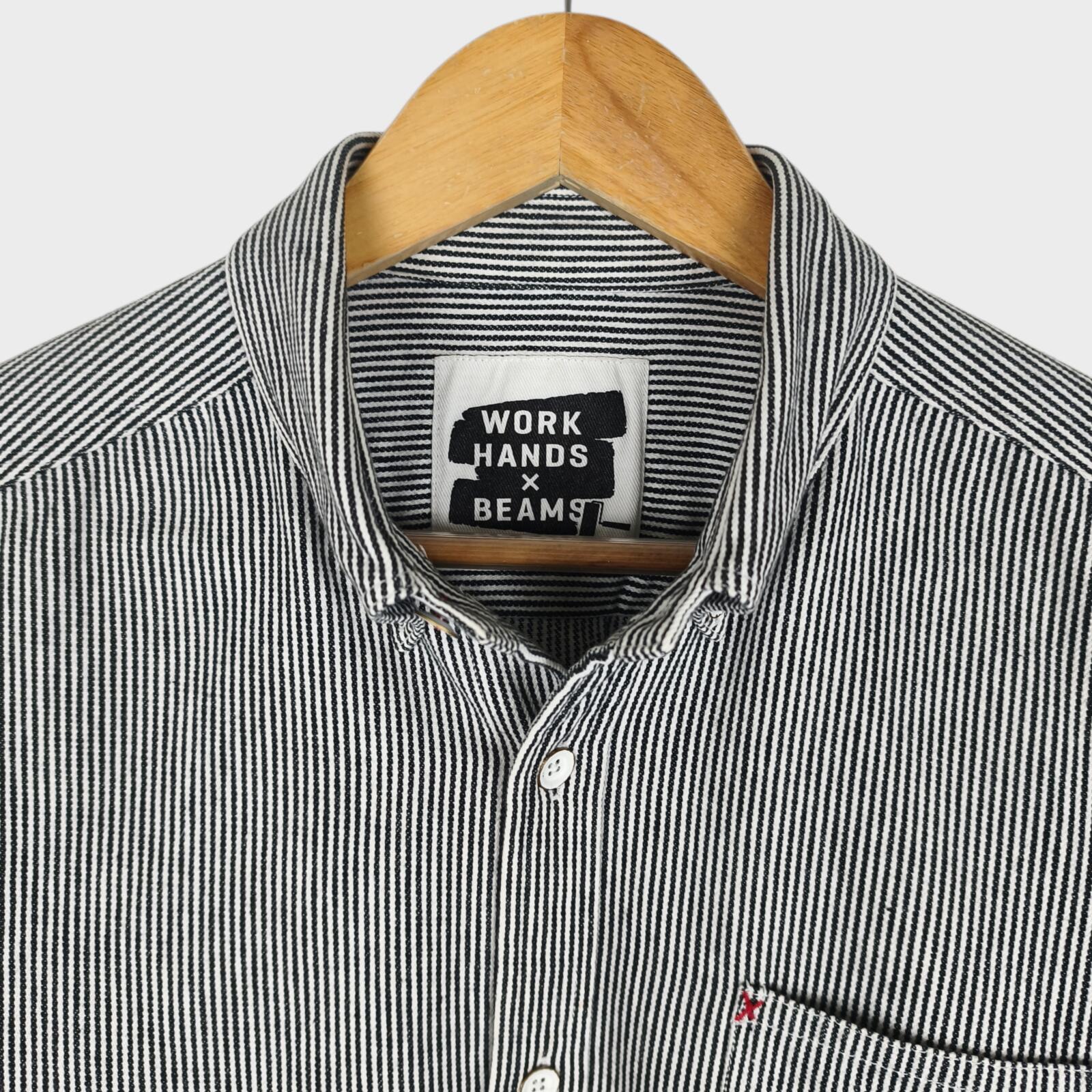BEAMS x WORK HANDS Men's Made in Japan Hickory Stripe Heavyweight Cotton Shirt