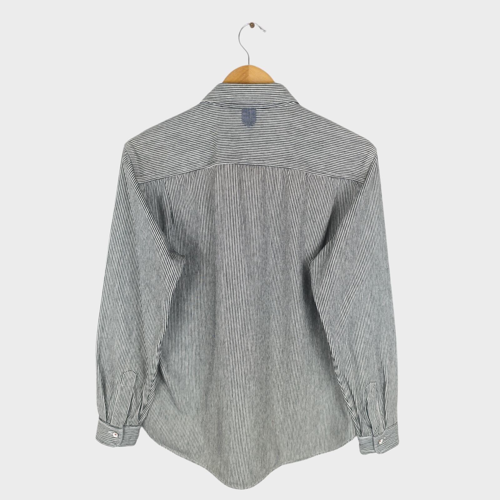 BEAMS x WORK HANDS Men's Made in Japan Hickory Stripe Heavyweight Cotton Shirt