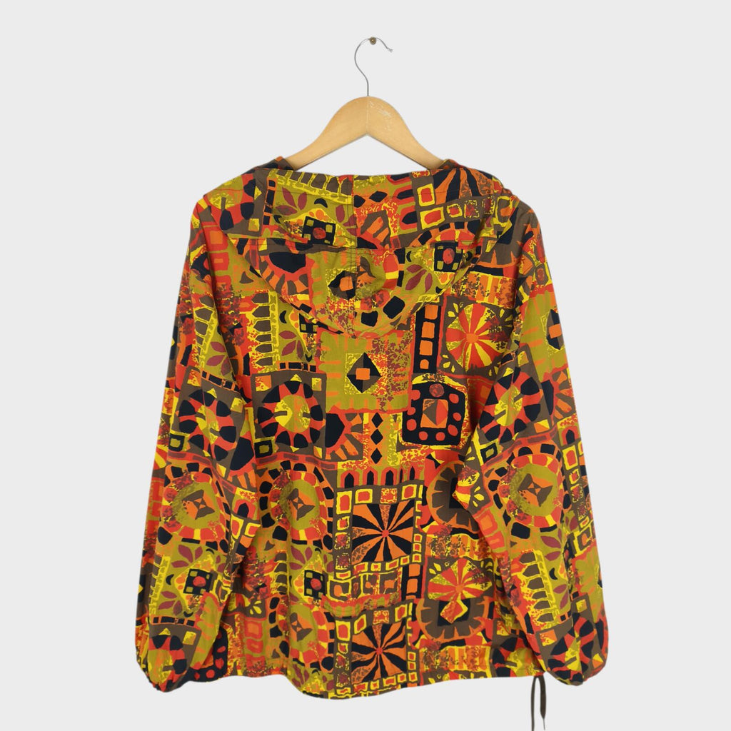 BEAMS PLUS Men's Geometric Print Oversized Fit Smock Anorak Parka Jacket