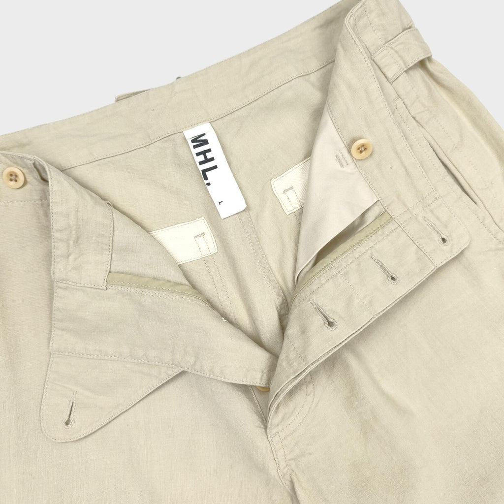 MHL MARGARET HOWELL Men's Ecru Linen Cotton Blend Shorts