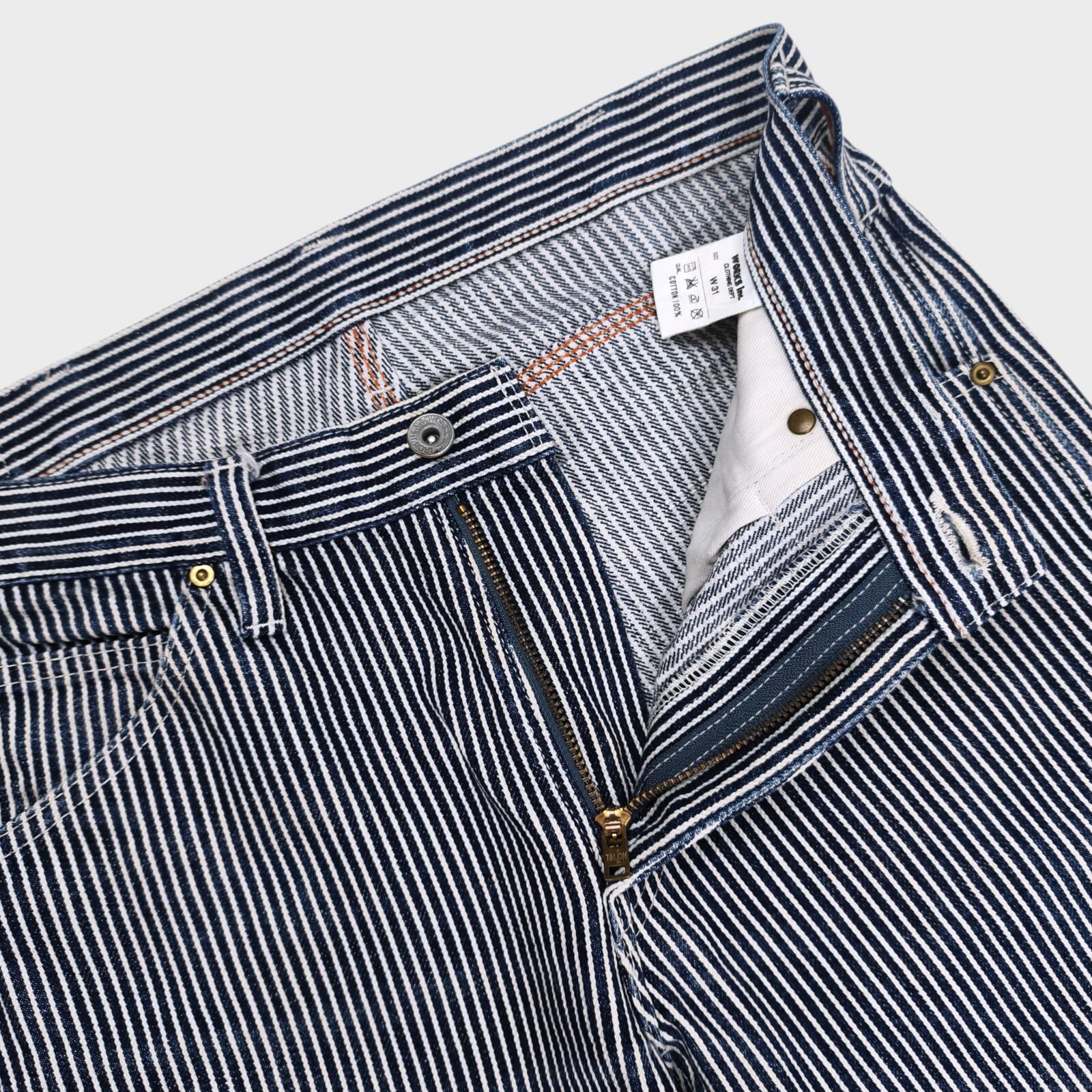 IRON HEART Men's Made in Japan Heavyweight Hickory Stripe Work Trousers