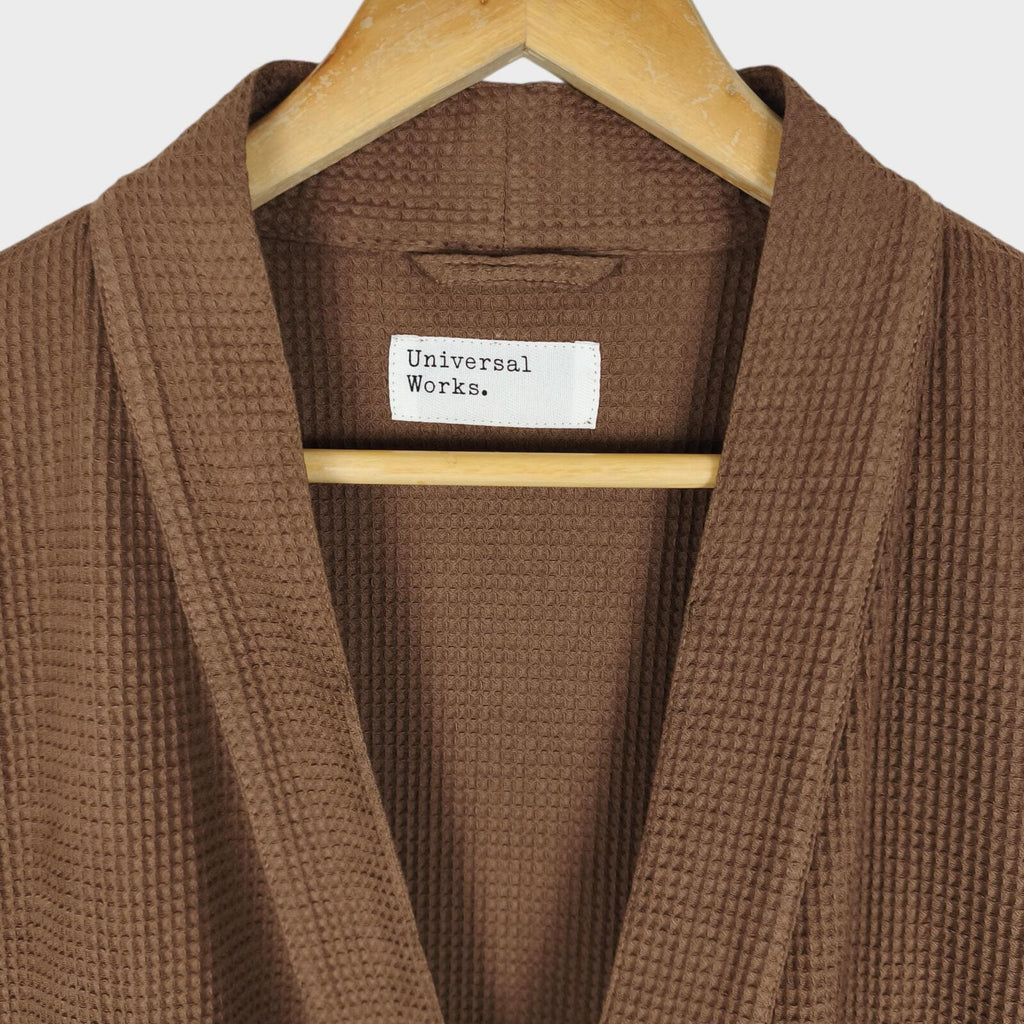 UNIVERSAL WORKS Men's Brown Cotton Waffle Kyoto Kimono Jacket