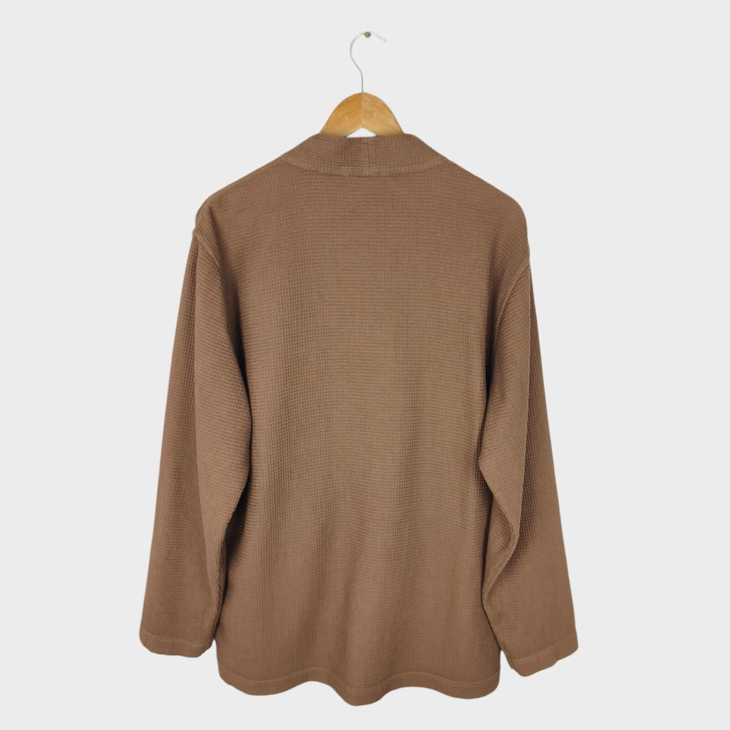 UNIVERSAL WORKS Men's Brown Cotton Waffle Kyoto Kimono Jacket