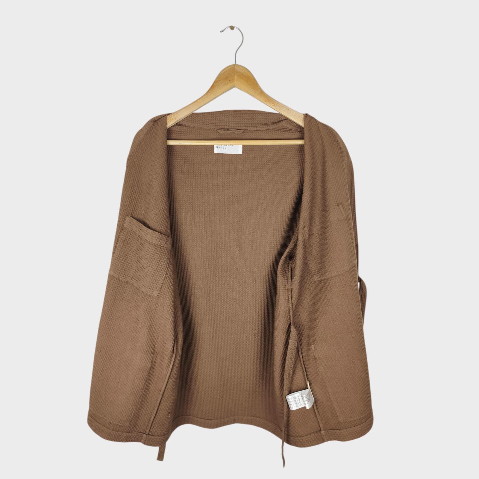 UNIVERSAL WORKS Men's Brown Cotton Waffle Kyoto Kimono Jacket