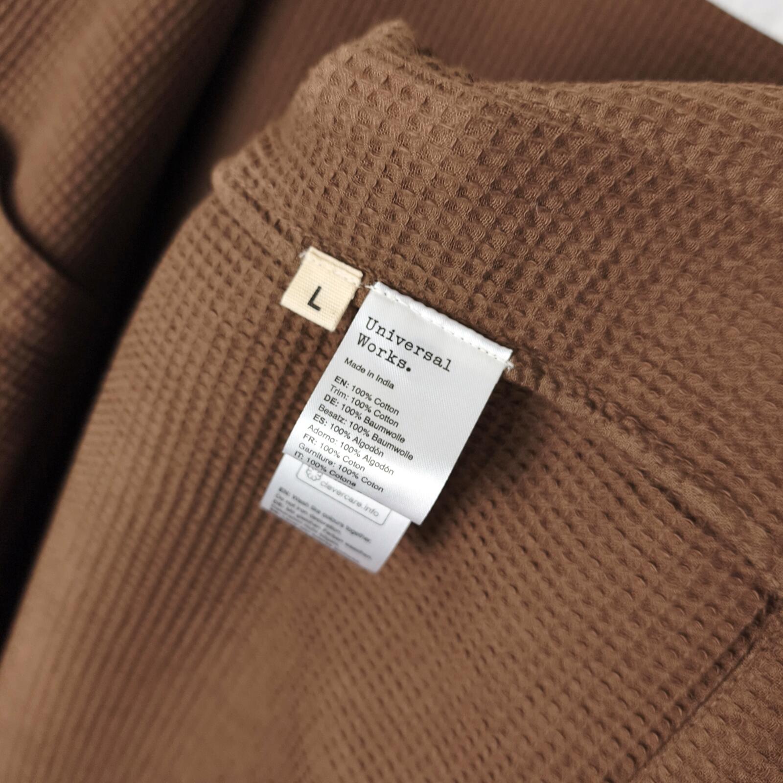 UNIVERSAL WORKS Men's Brown Cotton Waffle Kyoto Kimono Jacket