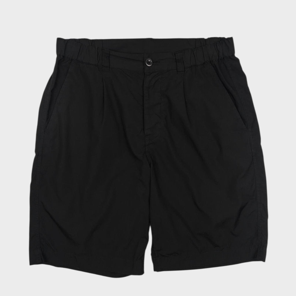 MHL MARGARET HOWELL Men's Black Cotton Poplin Elasticated Pleated Shorts