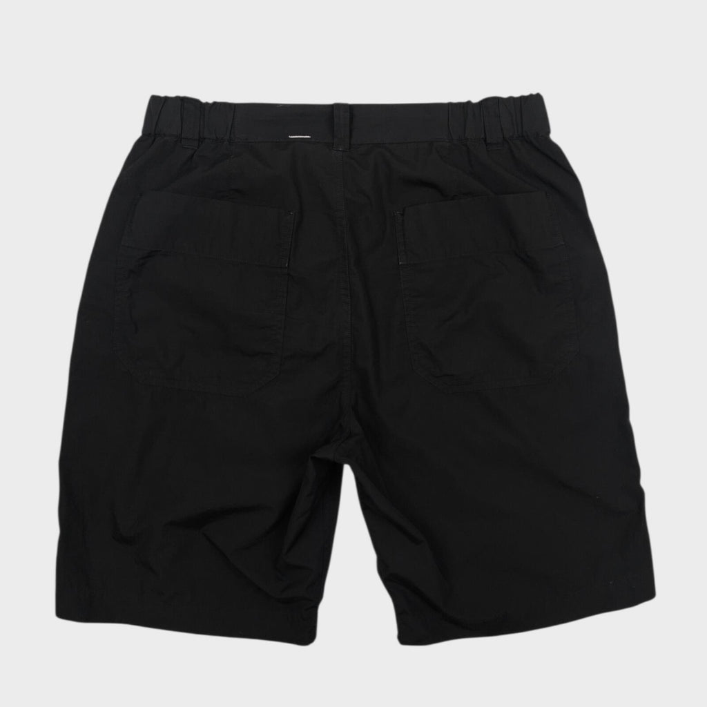 MHL MARGARET HOWELL Men's Black Cotton Poplin Elasticated Pleated Shorts