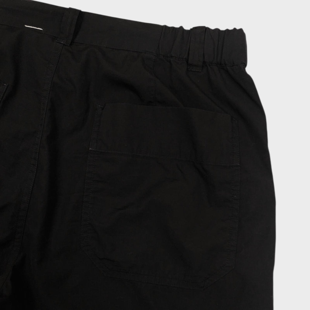 MHL MARGARET HOWELL Men's Black Cotton Poplin Elasticated Pleated Shorts