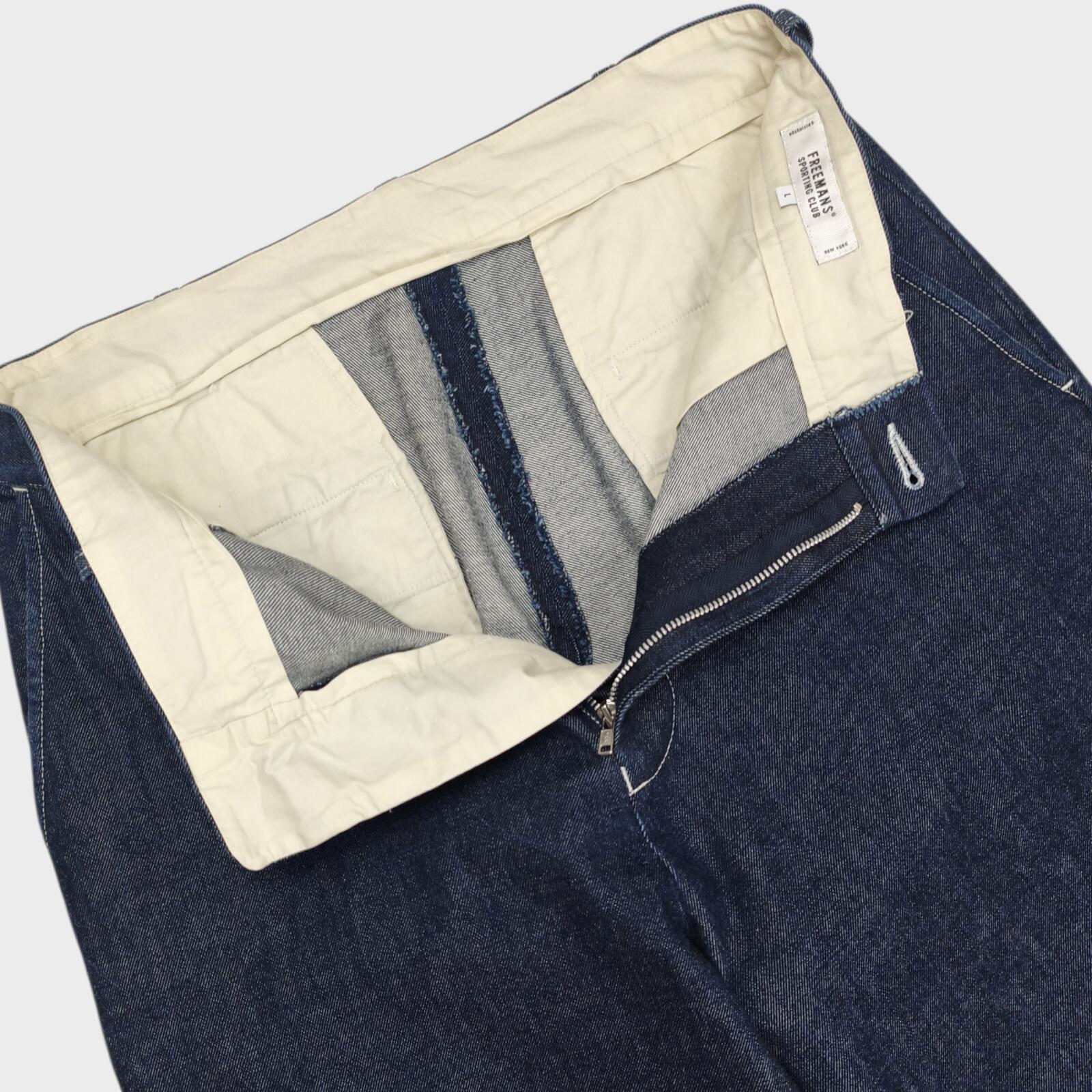 FREEMANS SPORTING CLUB Men's Made in Japan Blue Denim High Waist Loose Fit Jeans