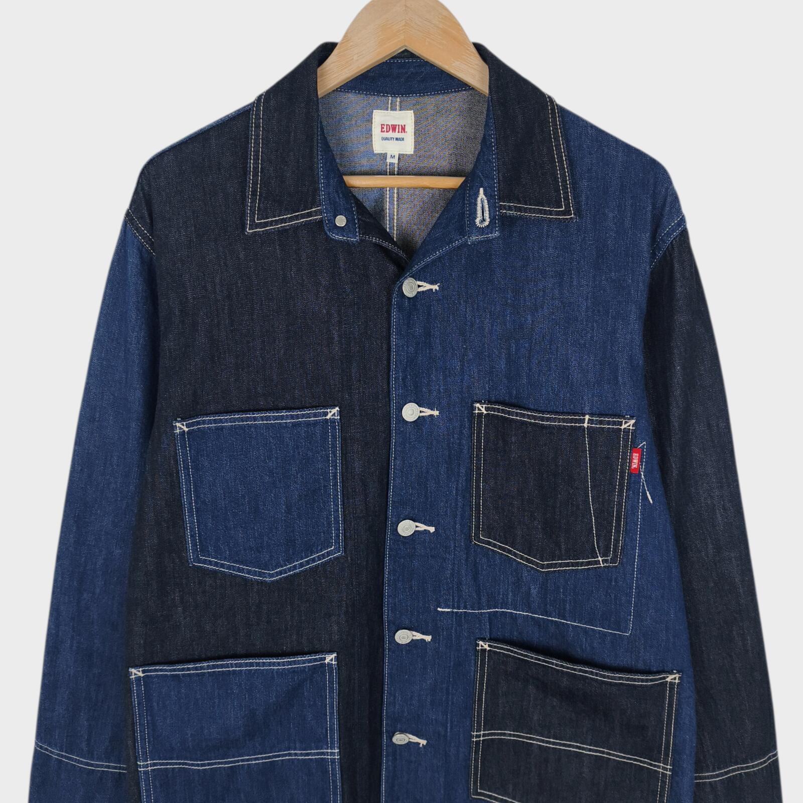 EDWIN Japan Men's Patchwork Colourblock Denim Chore Jacket