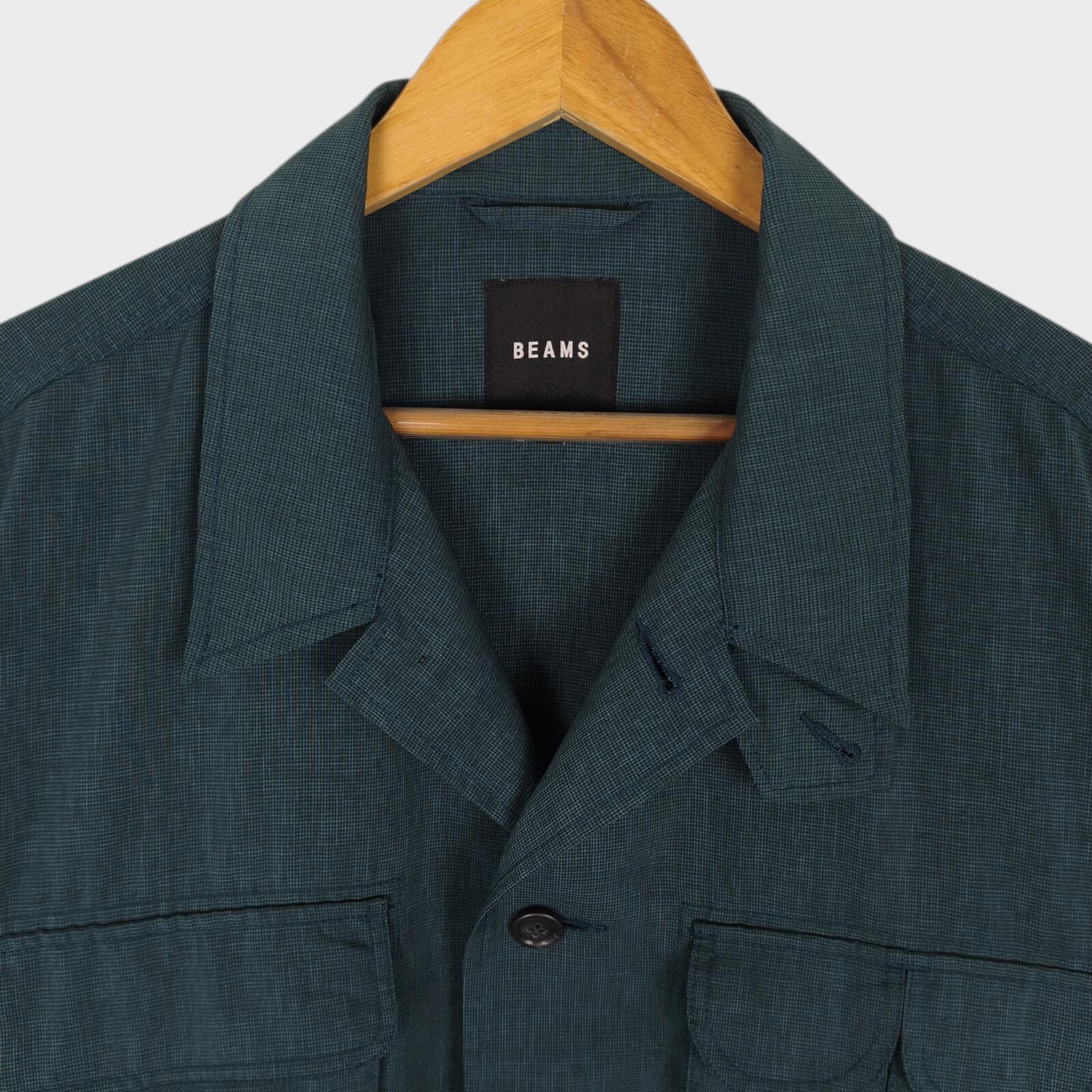 BEAMS Men's Teal Green Oversized Fit Lightweight Utility Fishing Jacket