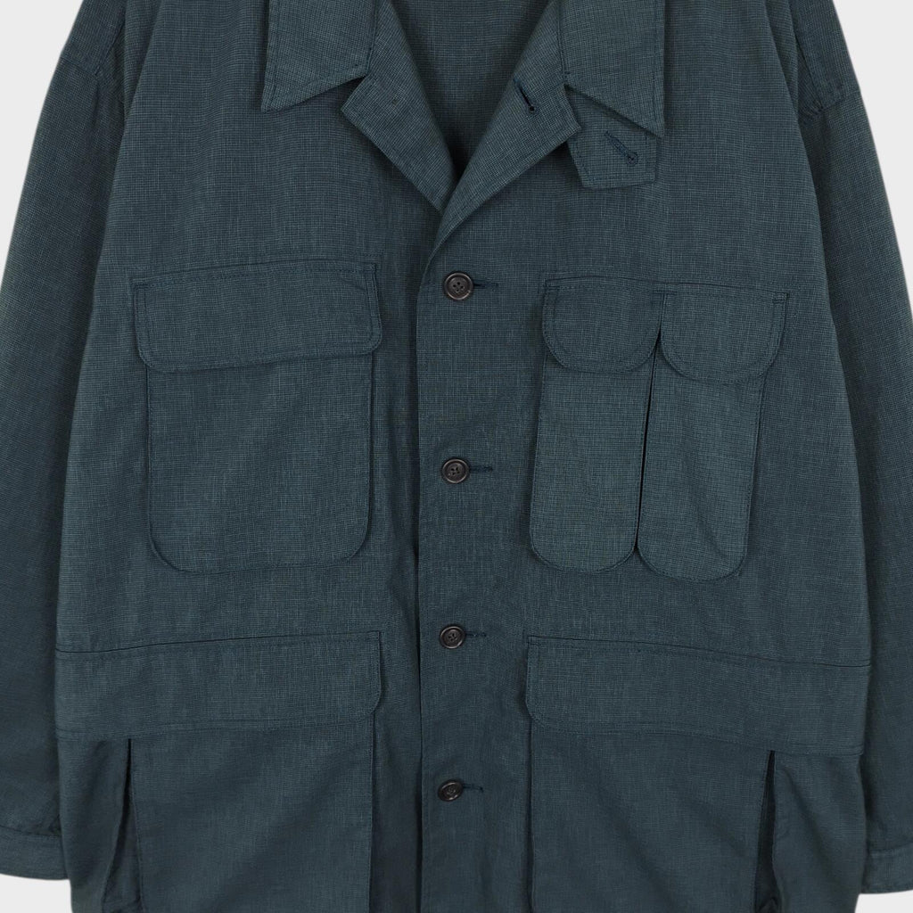 BEAMS Men's Teal Green Oversized Fit Lightweight Utility Fishing Jacket