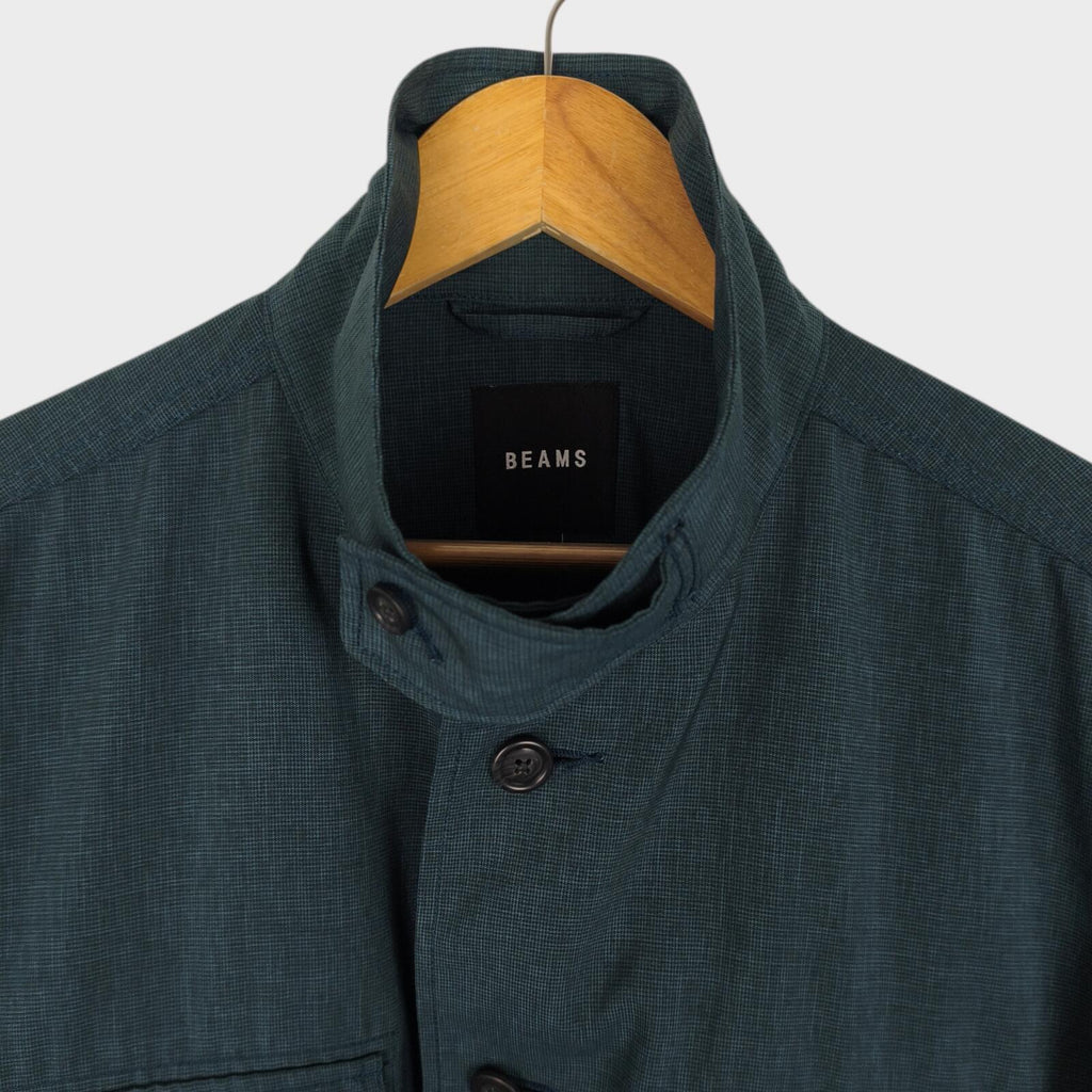 BEAMS Men's Teal Green Oversized Fit Lightweight Utility Fishing Jacket