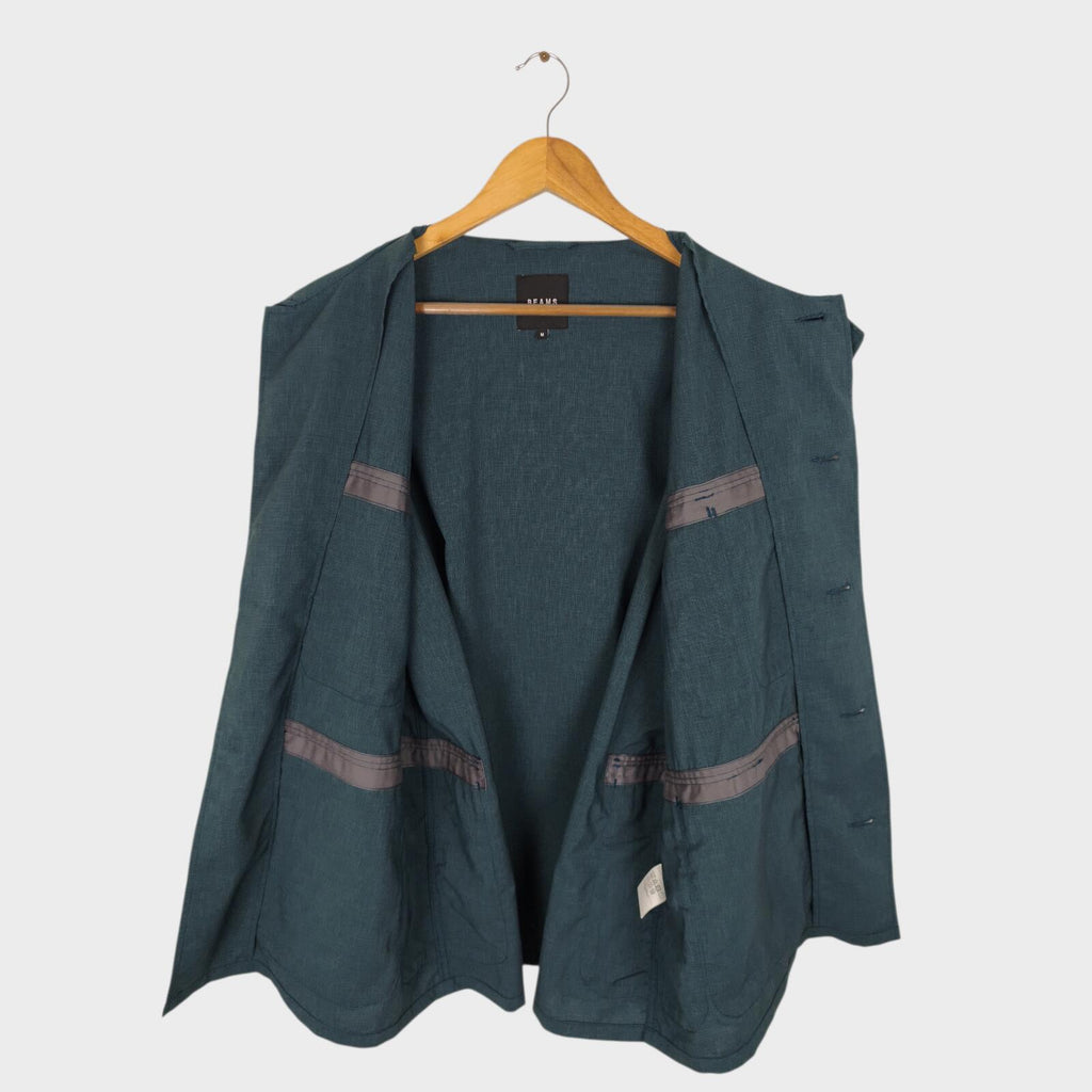 BEAMS Men's Teal Green Oversized Fit Lightweight Utility Fishing Jacket