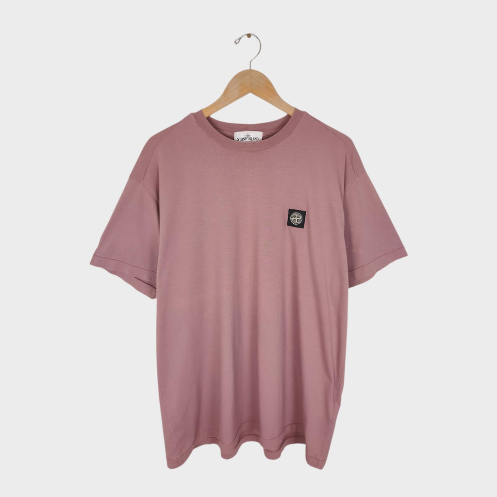 STONE ISLAND Men's Pink Embroidered Badge T-Shirt