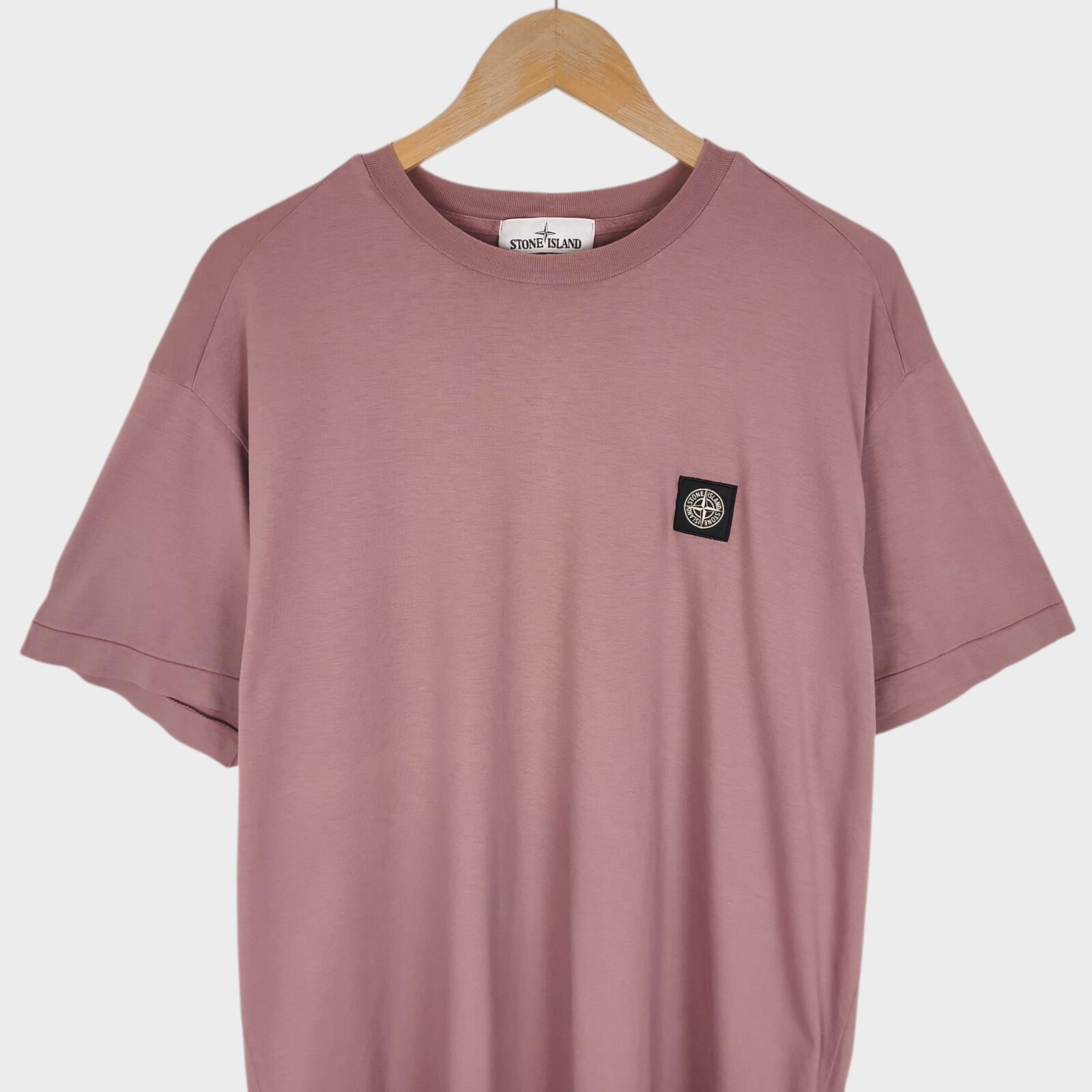STONE ISLAND Men's Pink Embroidered Badge T-Shirt