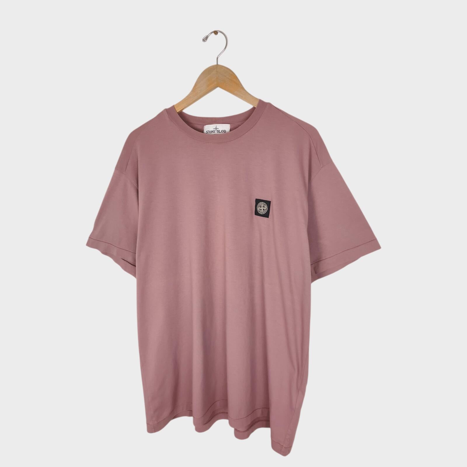 STONE ISLAND Men's Pink Embroidered Badge T-Shirt