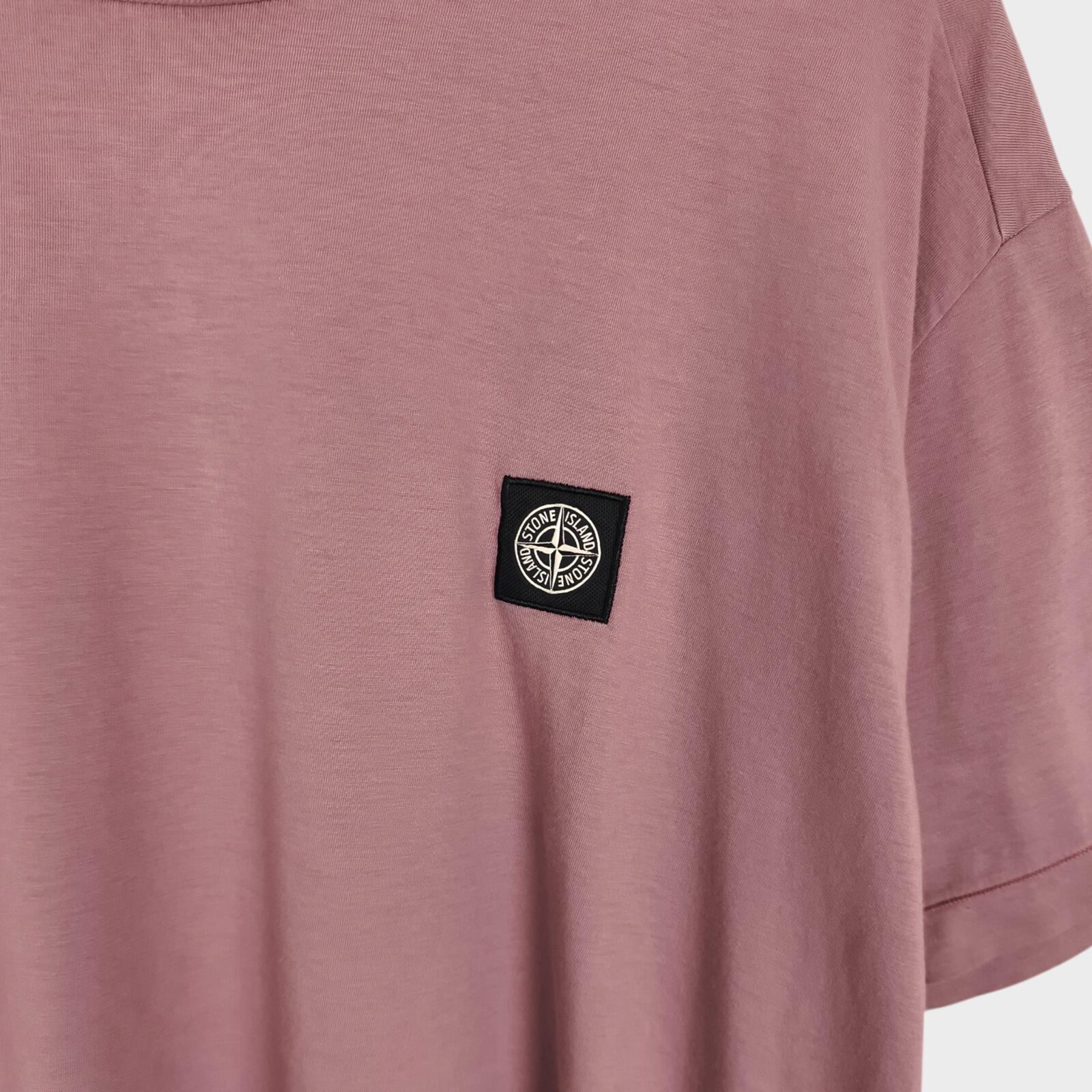 STONE ISLAND Men's Pink Embroidered Badge T-Shirt