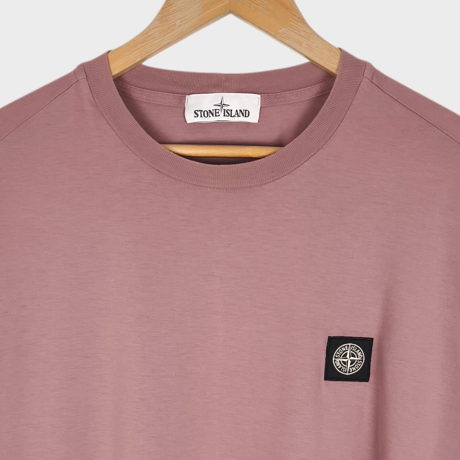 STONE ISLAND Men's Pink Embroidered Badge T-Shirt