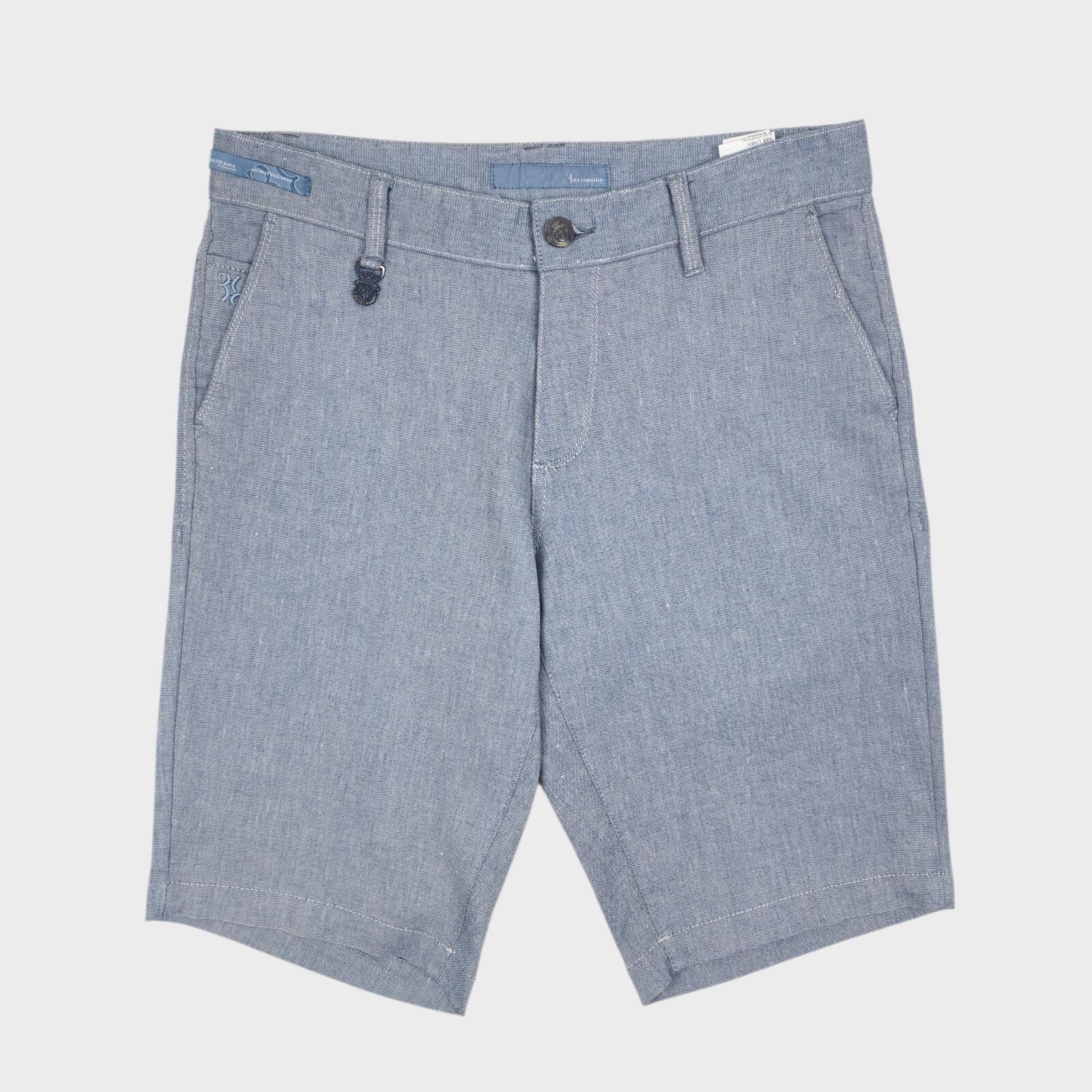 BILLIONAIRE Men's Made in Italy Light Blue Linen/Cotton Shorts