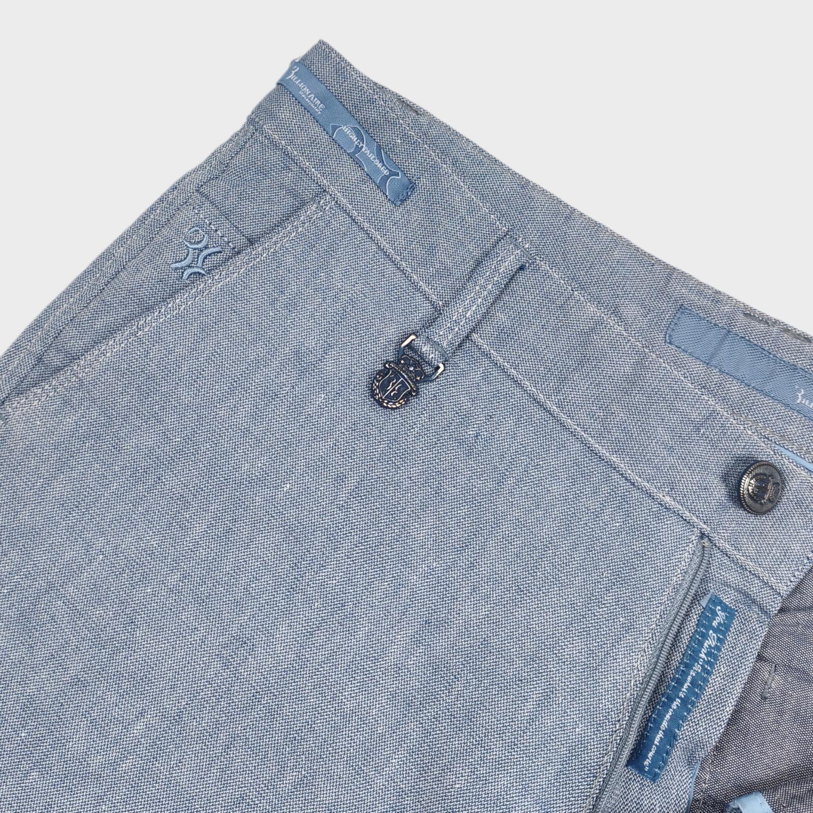 BILLIONAIRE Men's Made in Italy Light Blue Linen/Cotton Shorts