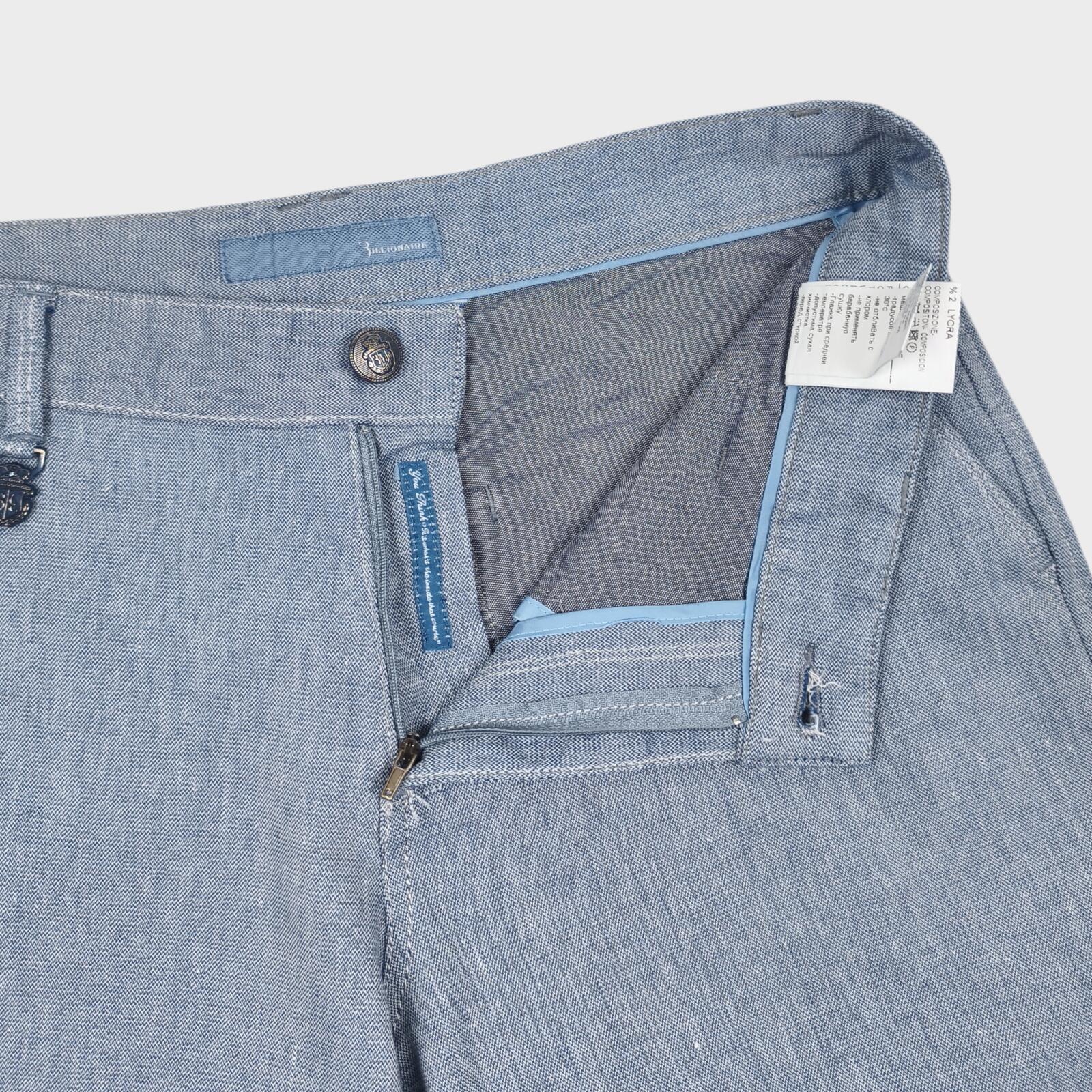 BILLIONAIRE Men's Made in Italy Light Blue Linen/Cotton Shorts