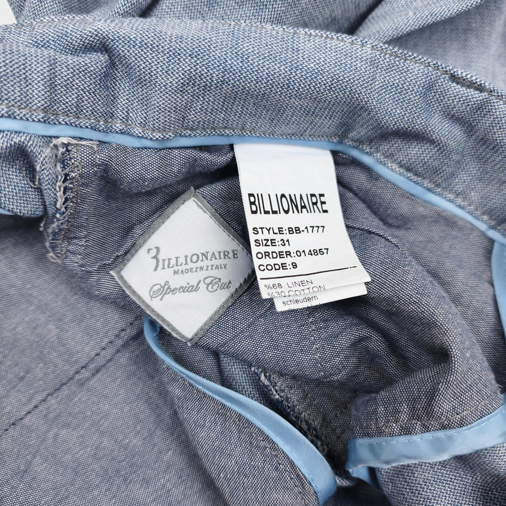 BILLIONAIRE Men's Made in Italy Light Blue Linen/Cotton Shorts