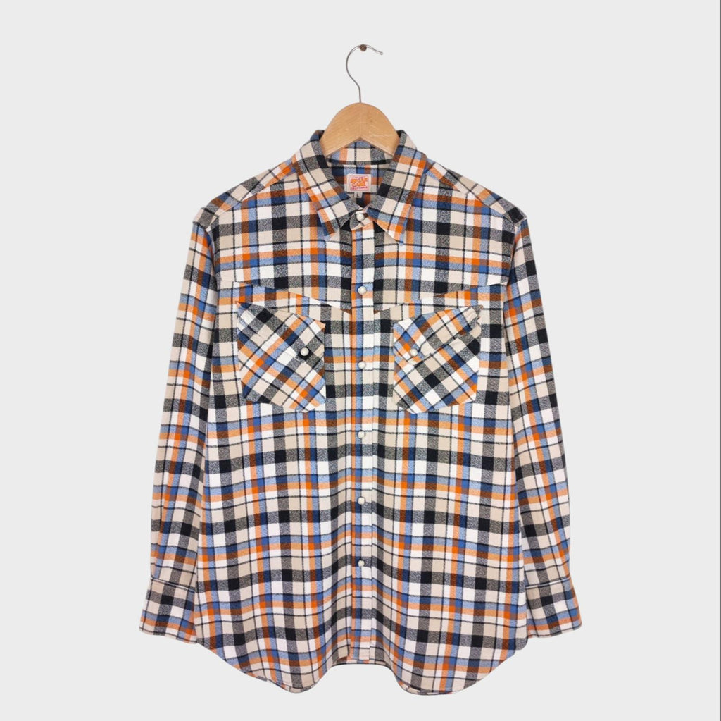 SUGAR CANE Men's Checked Flannel Western Shirt