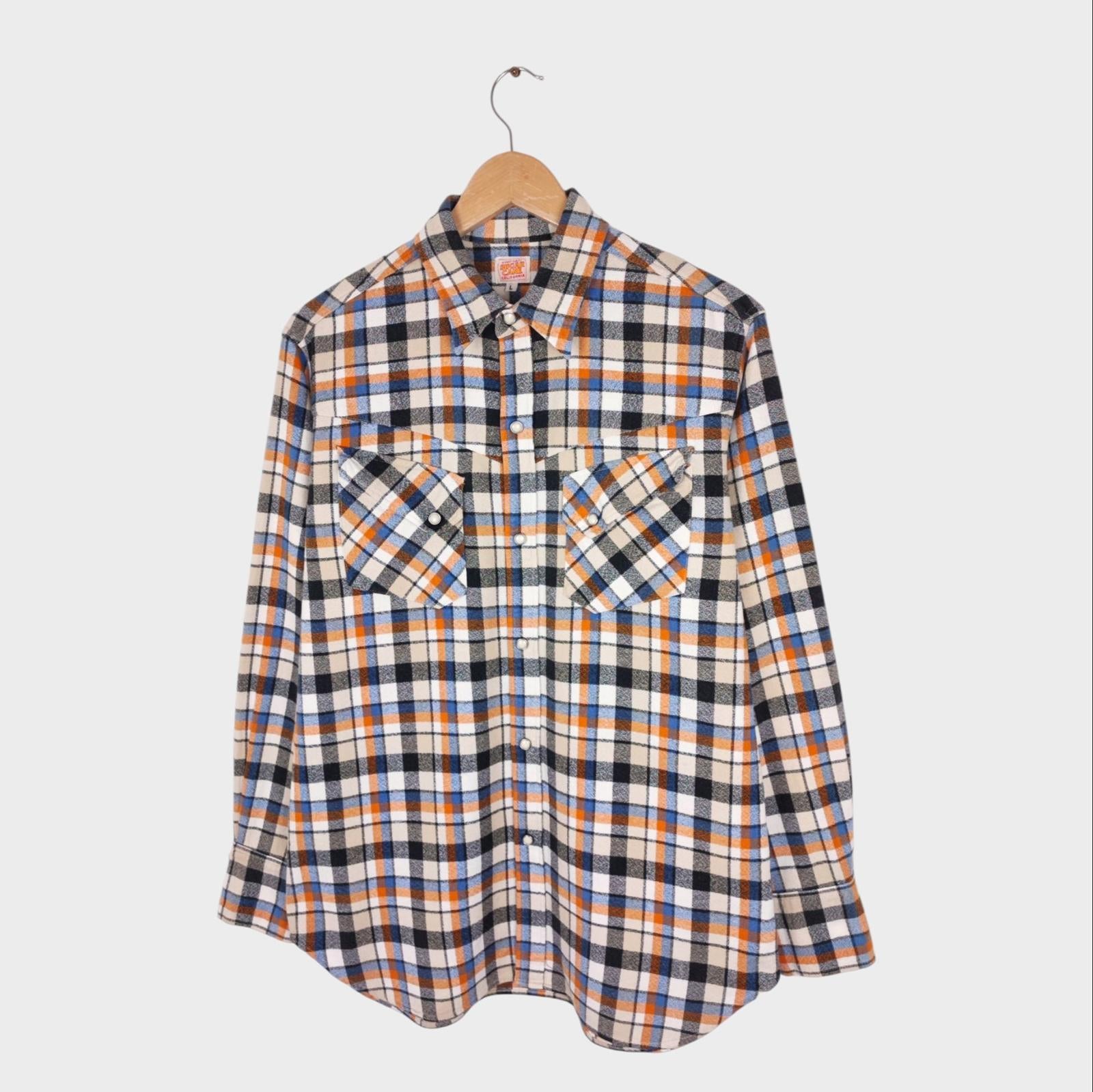SUGAR CANE Men's Checked Flannel Western Shirt