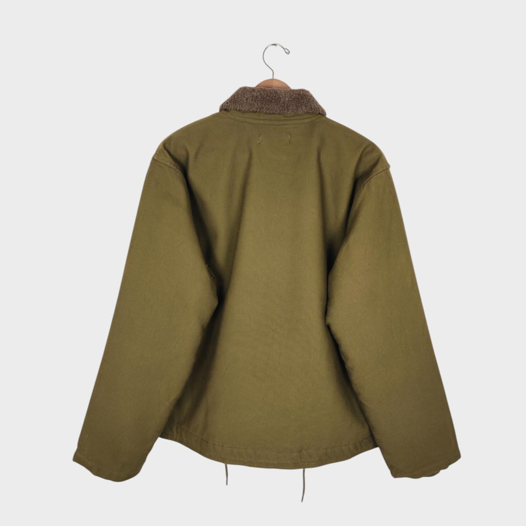 OKONKWO MFG Men's Khaki Green U.S.N. Fleece Lined N1 Deck Jacket