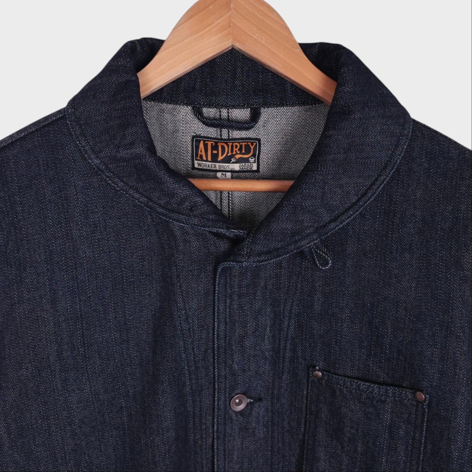 AT-DIRTY Men's Made in Japan Denim Shawl Collar Workers Chore Jacket