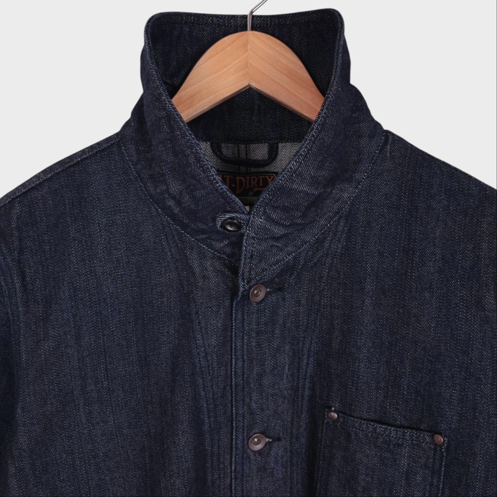 AT-DIRTY Men's Made in Japan Denim Shawl Collar Workers Chore Jacket
