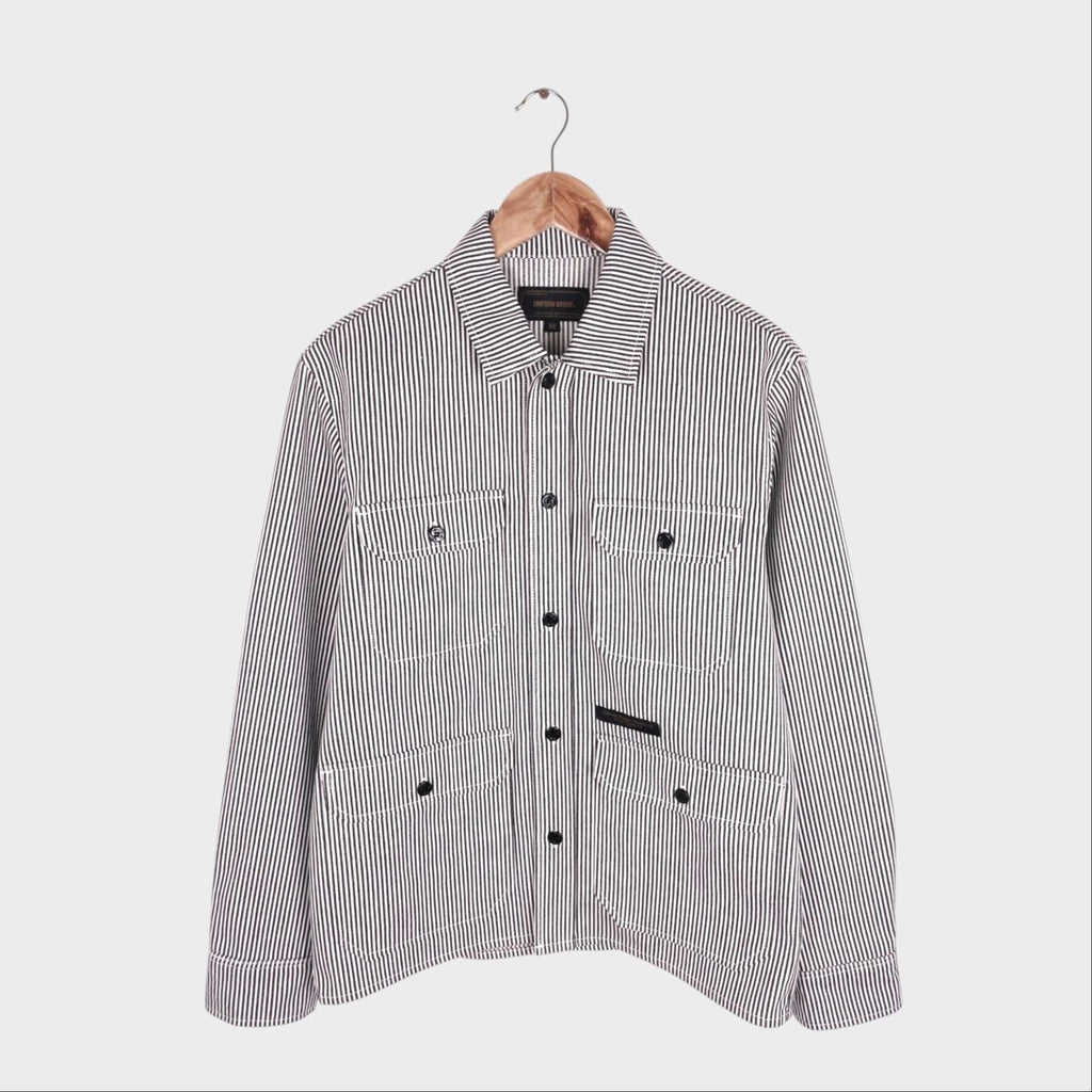 UNIFORM BRIDGE Men's Hickory Stripe Chore Overshirt Jacket