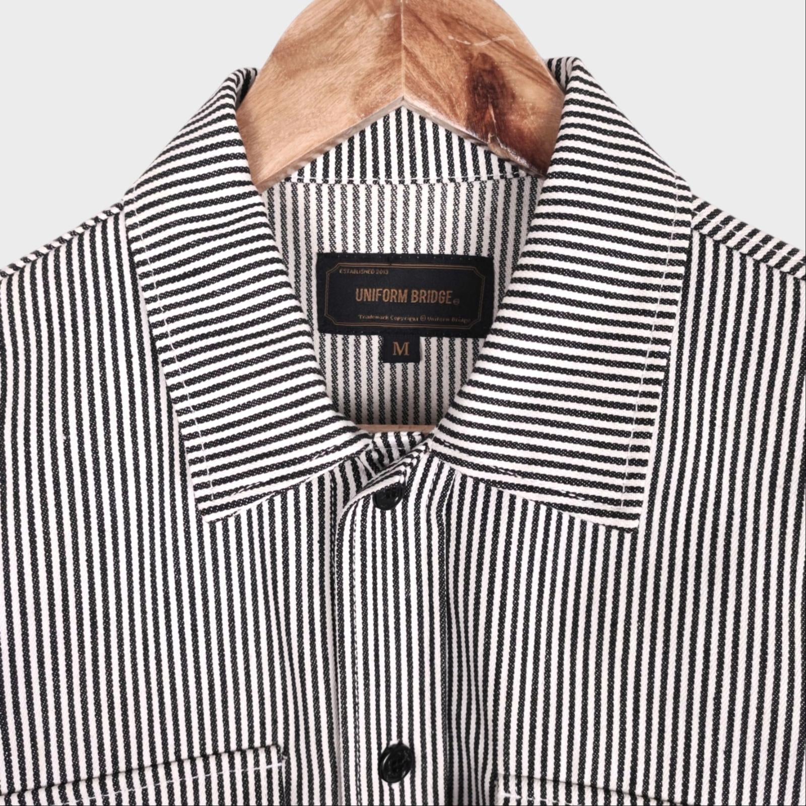 UNIFORM BRIDGE Men's Hickory Stripe Chore Overshirt Jacket
